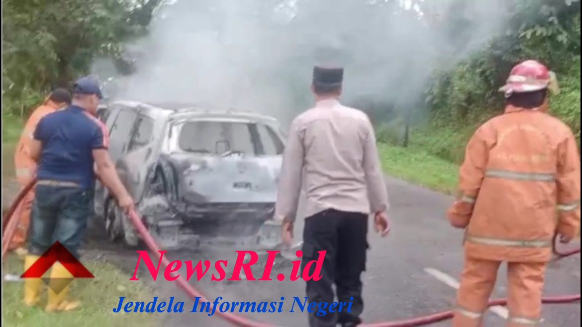 Satu Unit Mobil Terbakar di Kawasan Desa Linggoasri, Polisi dan Damkar Kabupaten Pekalongan Gerak Cepat