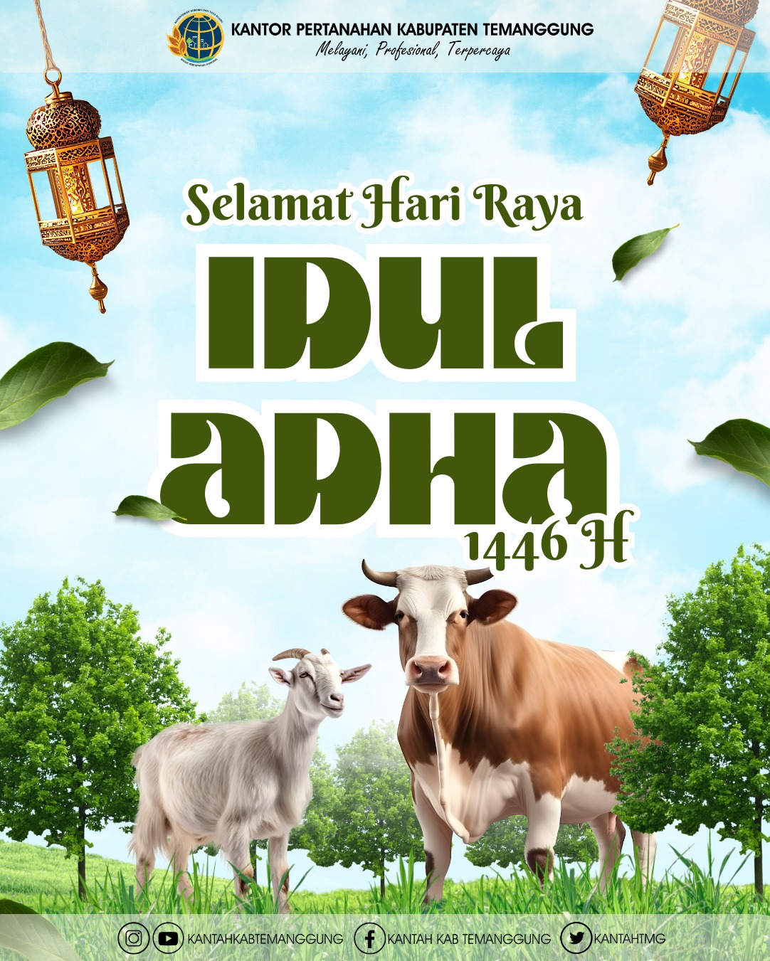 UCAPAN SELAMAT HARI RAYA IDUL ADHA 1446 H KANTOR PERTANAHAN KABUPATEN TEMANGGUNG