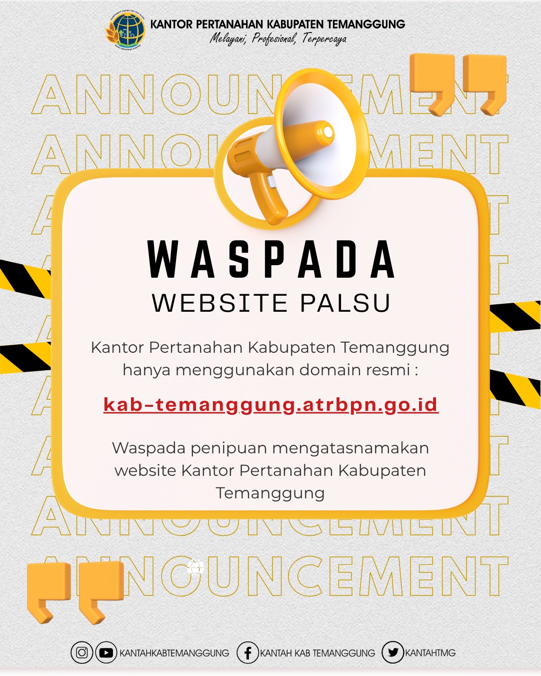 Waspada Situs Tidak Resmi yang Mengatasnamakan Kementerian ATR/BPN