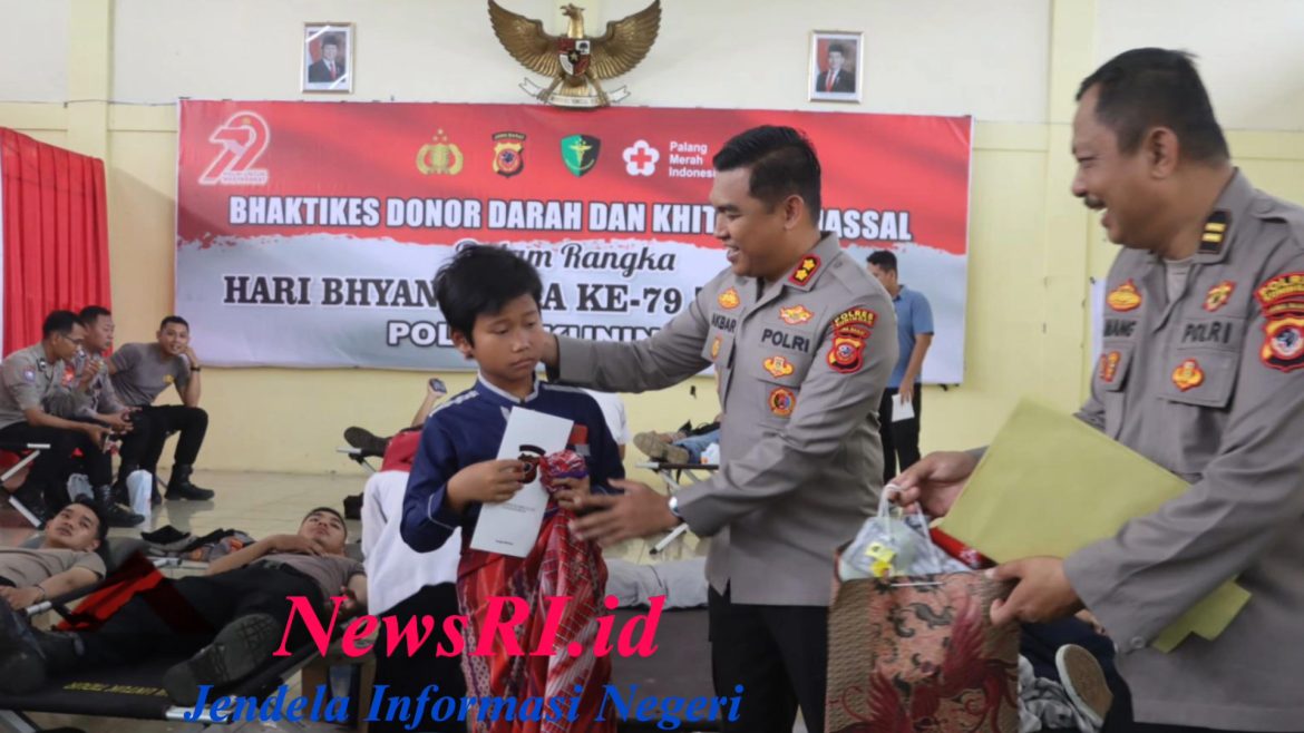 Sambut Hut Bhayangkara Ke-79, Polres Kuningan Gelar Donor Darah dan Khitanan Massal