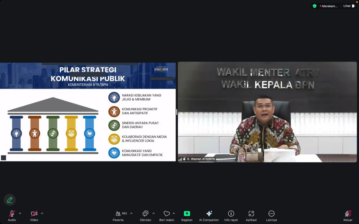 Wamen Ossy Sampaikan Lima Pilar sebagai Rujukan Strategi Komunikasi Publik Kementerian ATR/BPN