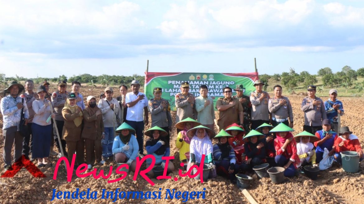 Dukung Ketahanan Pangan Nasional, Polres Indramayu Lanjutkan Penanaman Jagung