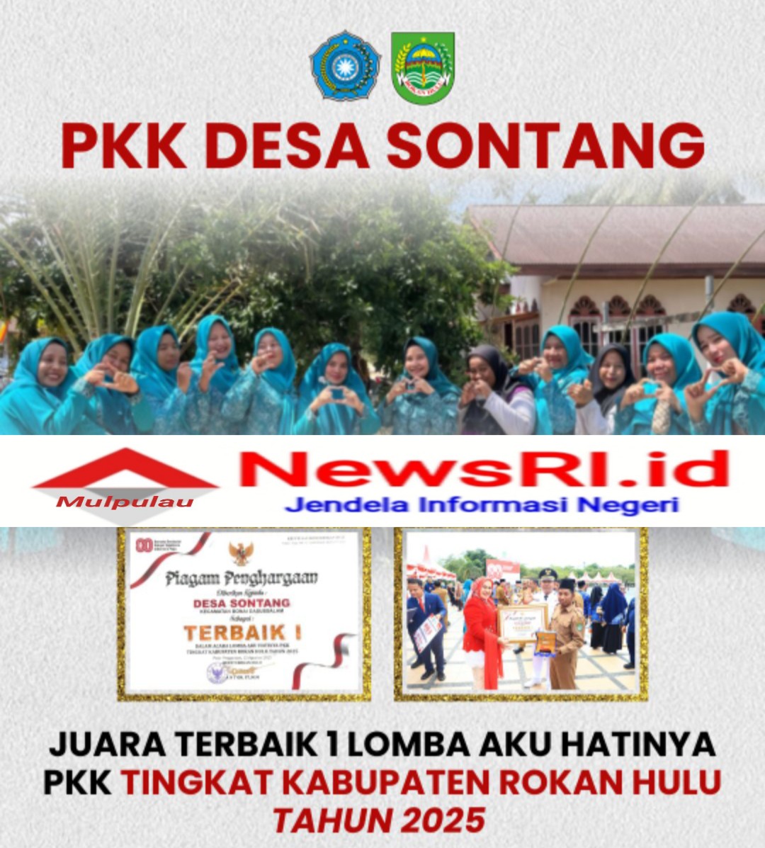 Desa Sontang Raih Penghargaan Terbaik 1 Lomba Aku Hatinya PKK Tingkat Kabupaten Rokan Hulu